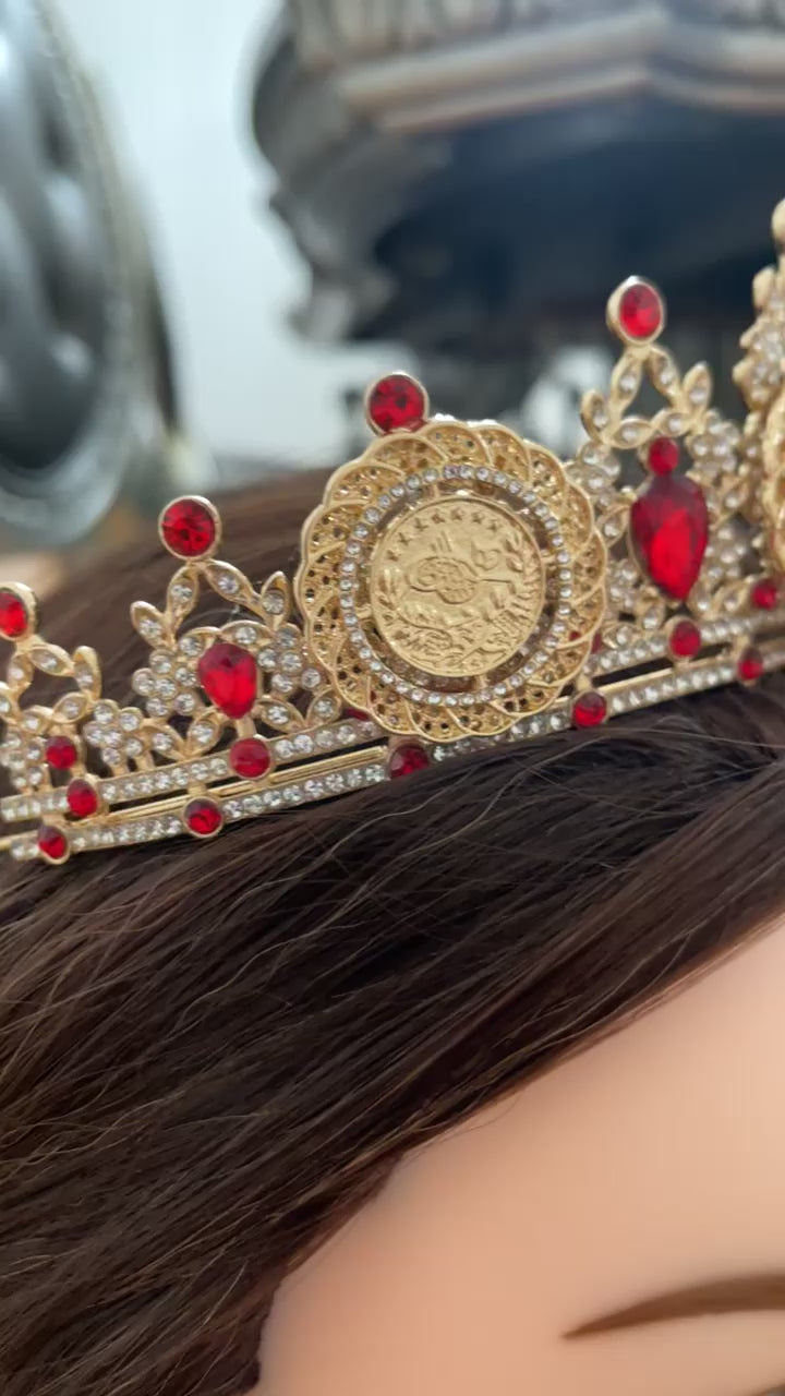 Akka Gold and Red Henna Crown