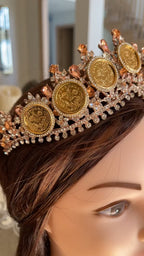 Qibya orange peach coins tiara