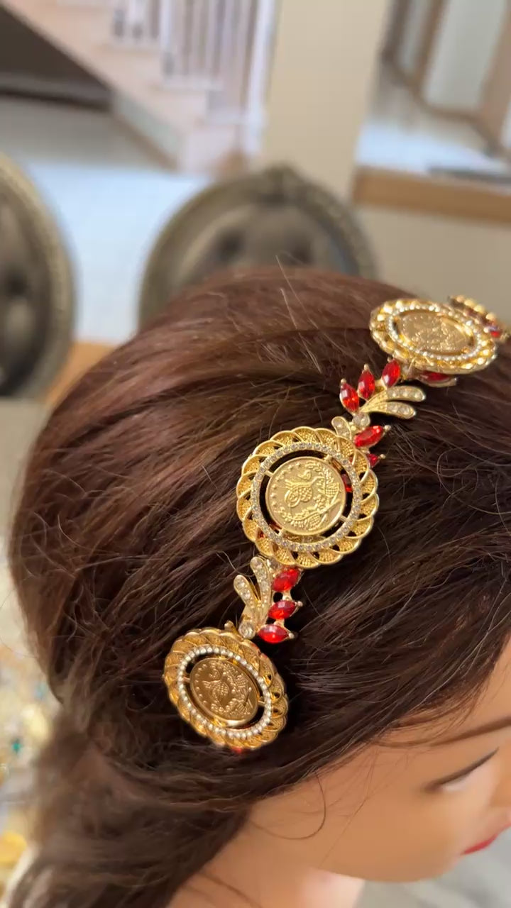 Hamama II five coins red and gold headband
