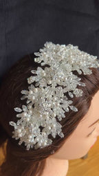 Julis luxury Bride crystal and pearls headpiece