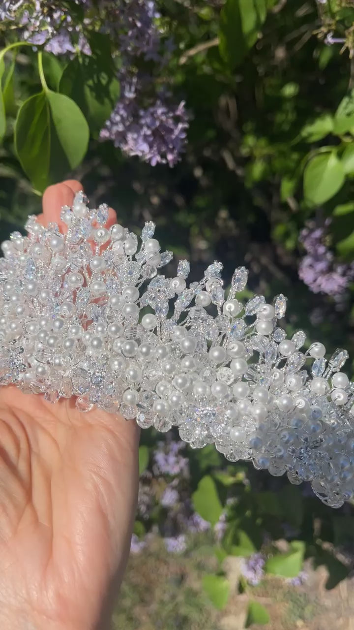 Turmusaya Bridal pearls wedding crown