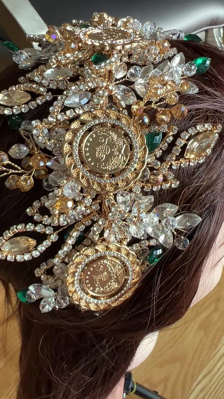 Al-Birwa Gold-Green five coins headpiece
