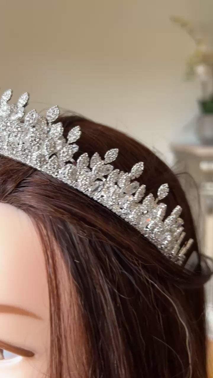 Kafr Sumei silver zircon stone wedding tiara
