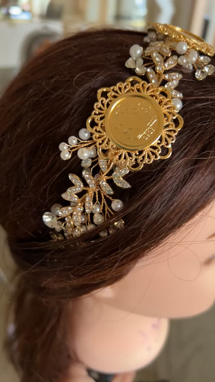 Jibiya three coins gold headpiece