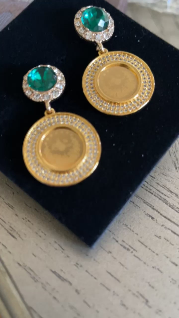 Bayt Remi Golden Green coin earrings