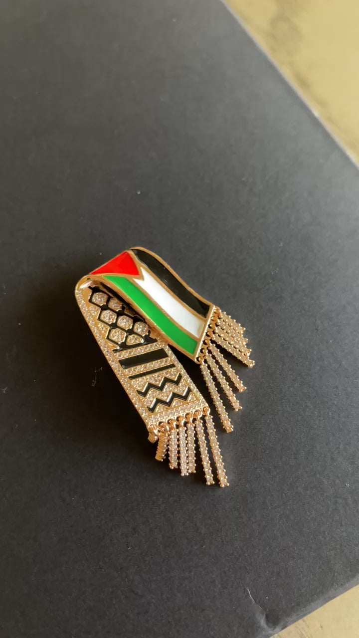Kufya And Palestinian Flag Brooch