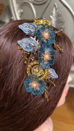 Rafat shades of blue and coins headband