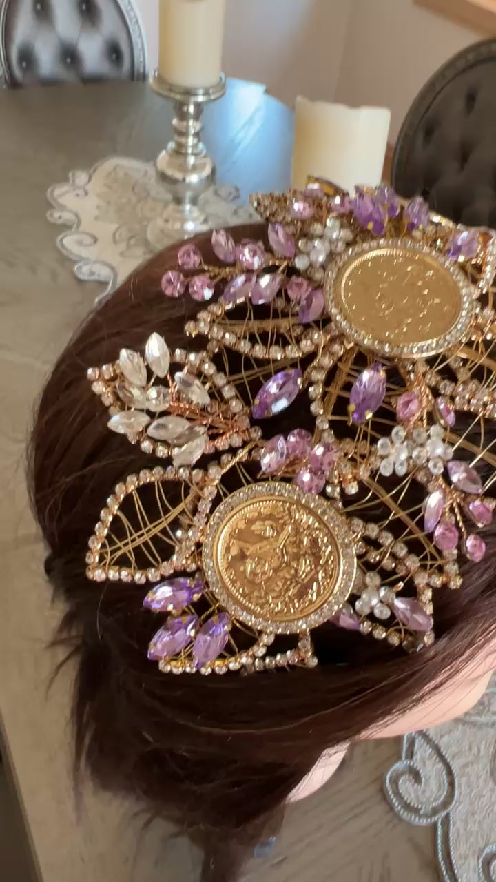 Ramallah II Gold and purple headpiece