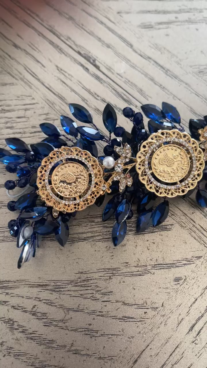 Nablus Five Coins Blue Headpiece