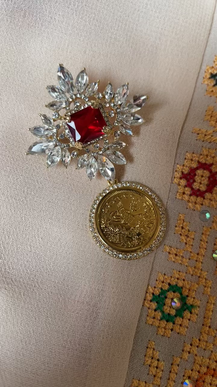 Umm Safa Silver coin Brooch high fashion handmade