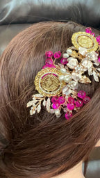 Al-Naqura pink flowers and coin hair comb