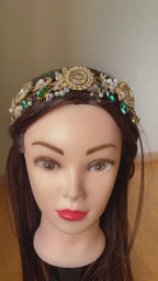 Sanjal Green and gold headpiece