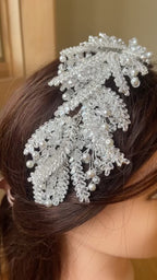 Bureij white crystal bridal headpiece
